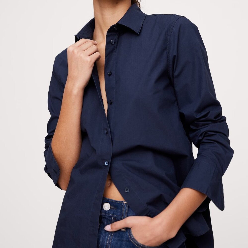NWT Banana Republic Poppy Red Cotton Poplin The Perfect Everyday Blouse Shirt XL - Picture 5 of 9